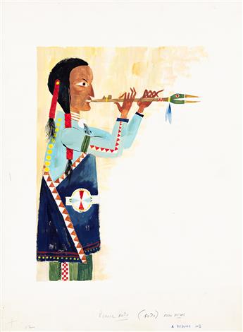 RICHARD ERDOES (1912-2008) Native American with flute.